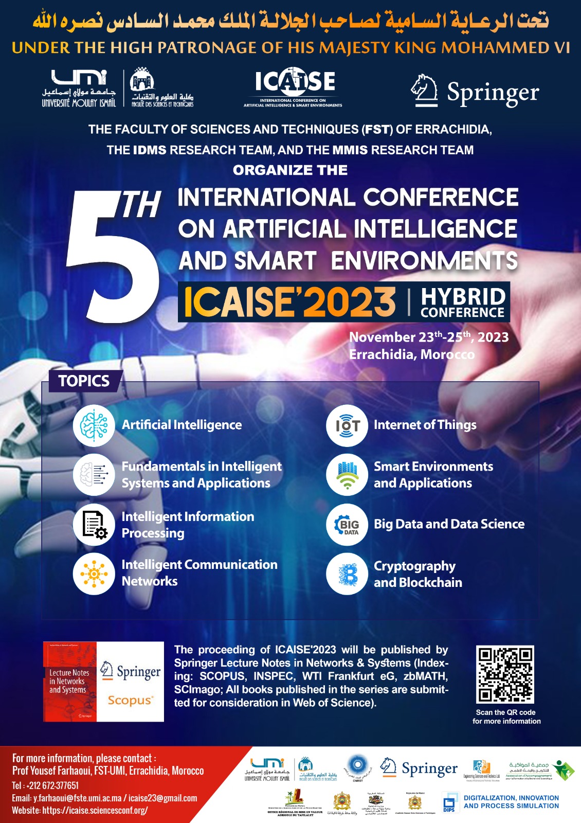 الراشيدية (ICAISE’2023): المؤتمر الدولي الخامس حول” الذكاء الاصطناعي والبيئات الذكية”-23 24و25 نونبر2023